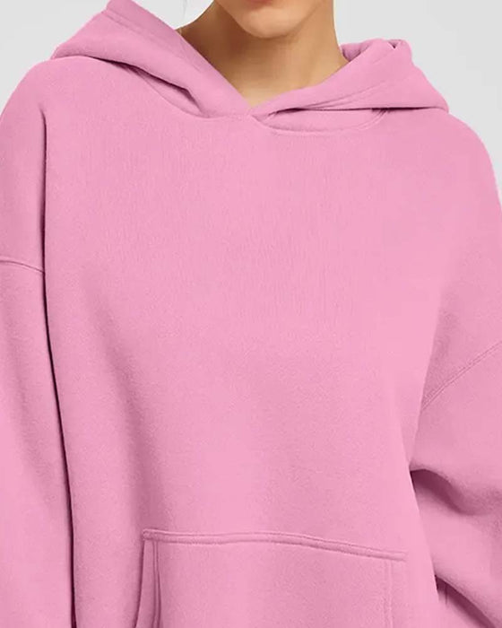 Hoodie Jednolity Kolor Długi Rękaw Swobodny