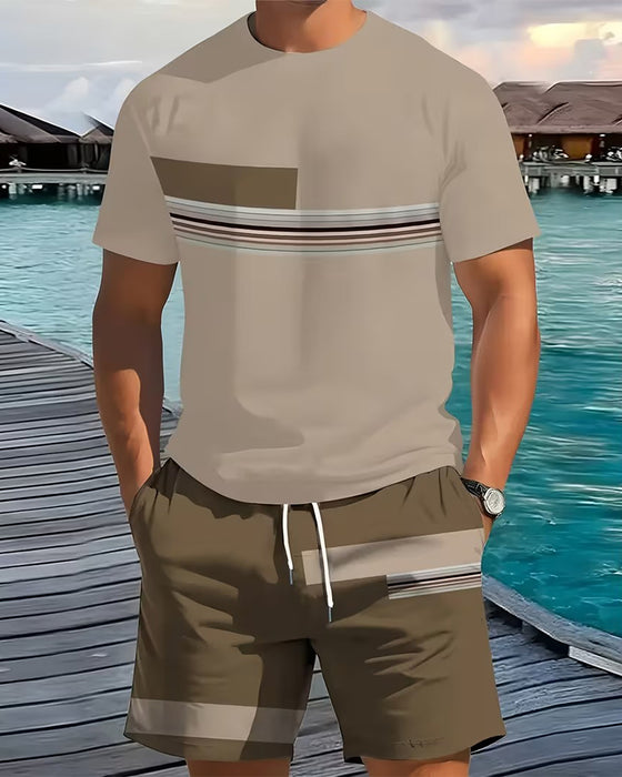 Zestaw W Paski Codzienny Krótki Rękaw