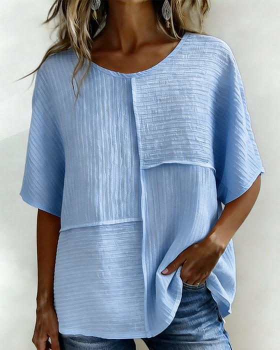 Top Pionowy Teksturowany Patchwork Luźny
