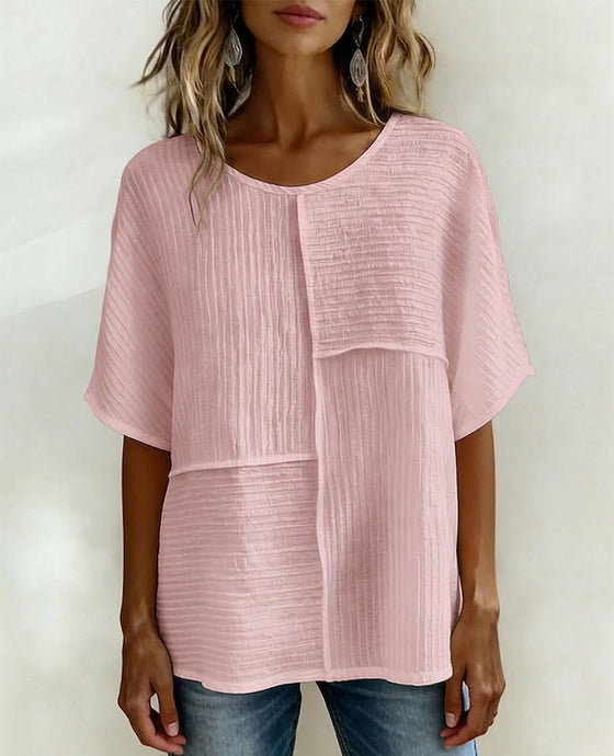 Top Pionowy Teksturowany Patchwork Luźny
