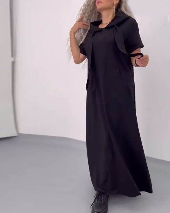 Sukienka Jednokolorowa Bluza Z Kapturem Casual