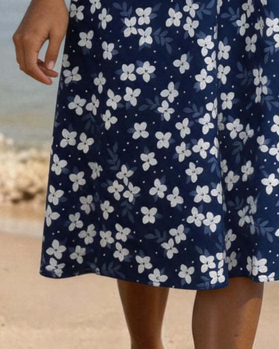 Sukienka Mały Kwiatowy Przepasujący A-Linia Midi