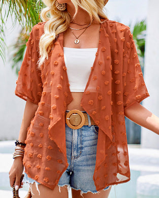 Żakardowa narzutka w jednolitym kolorze