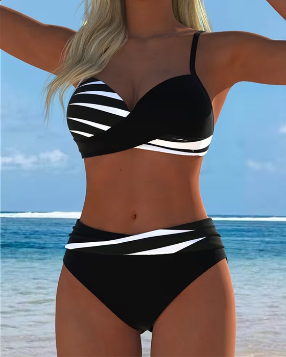 Bikini Kamizelka Blok Kolorów Krzyż
