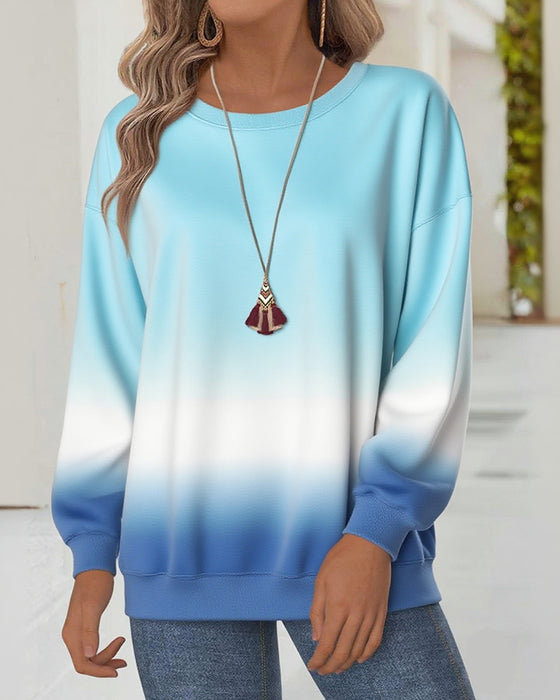 Bluza casualowa z okrągłym dekoltem i gradientem