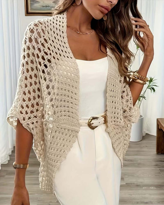 Cardigan Wycięcie Luźny Dzianinowy