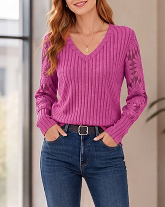 Top Stylowy Koronkowe Wykończenie Patchwork