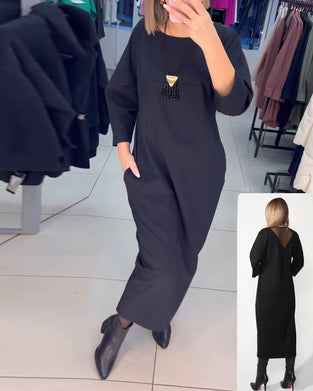 Sukienka z długim rękawem i kieszeniami