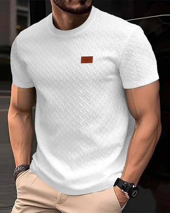 T-Shirt Męski Żakard Krótki Rękaw