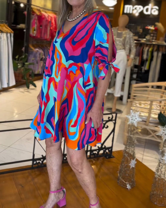 Luźna sukienka z okrągłym dekoltem