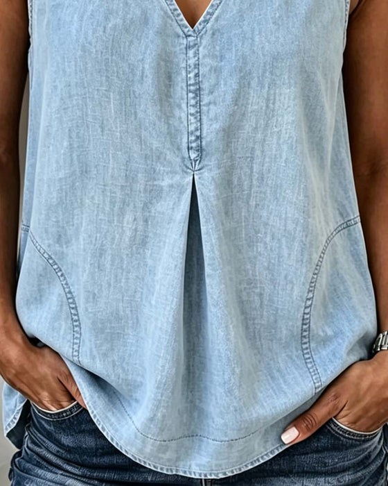 Top Dekolt V Denim