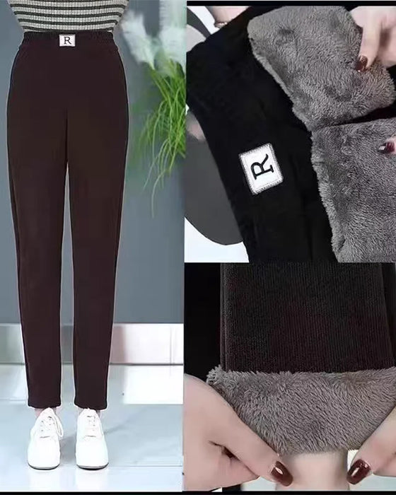 Spodnie Wysoki Stan Ocieplany Pogrubiony Jogger