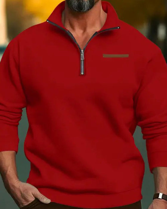 Sweatshirt Jednolity Kolor Stójka Zamek