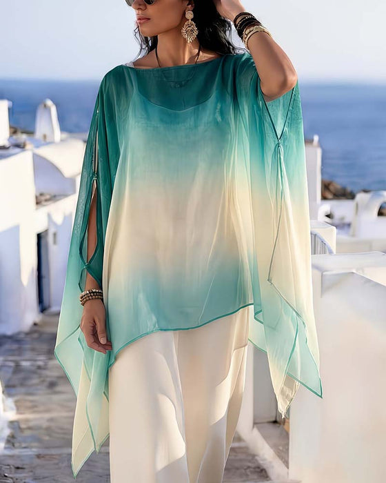 Bluzka Off-Shoulder Sheer Kontrast