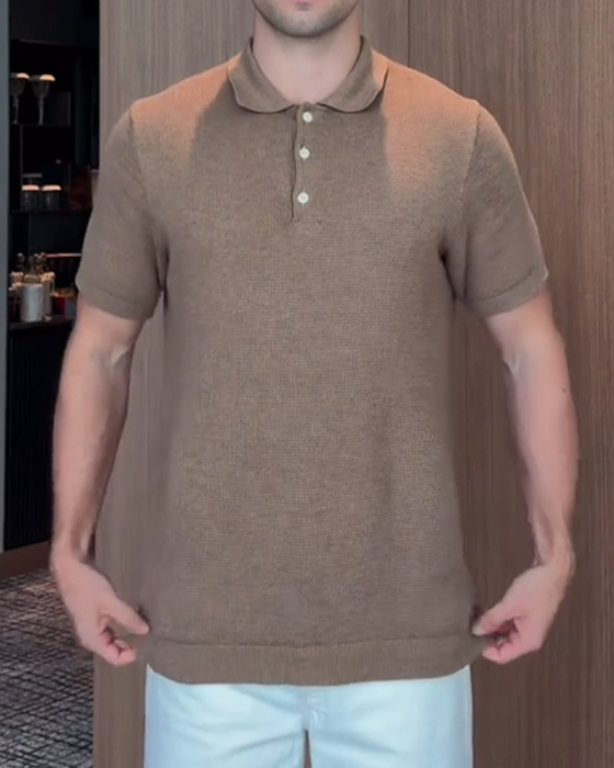 Męski T-Shirt O Luźnym Kroju Z Casualowym Kołnierzykiem Polo