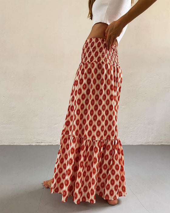 Plisowana elegancka spódnica z nadrukiem