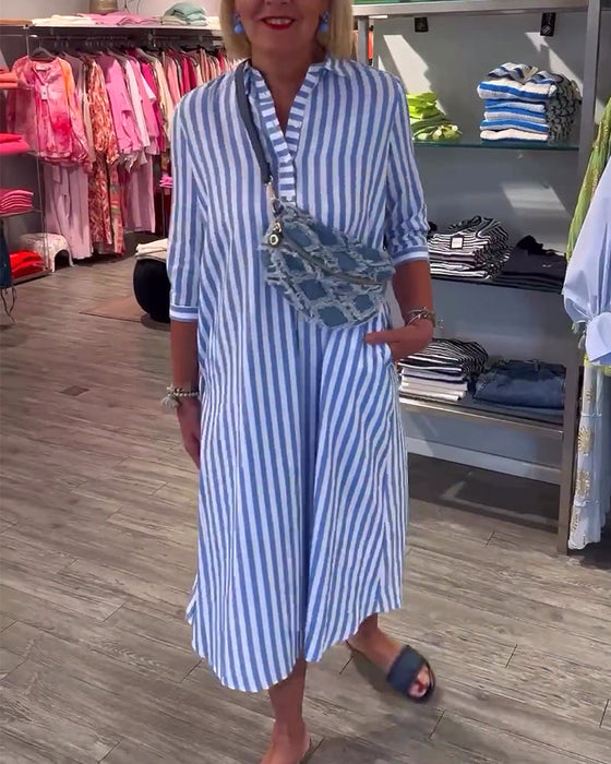 Sukienka w paski zapinana na guziki