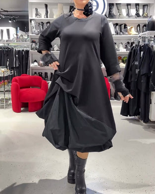 Sukienka w jednolitym kolorze modna patchworkowa