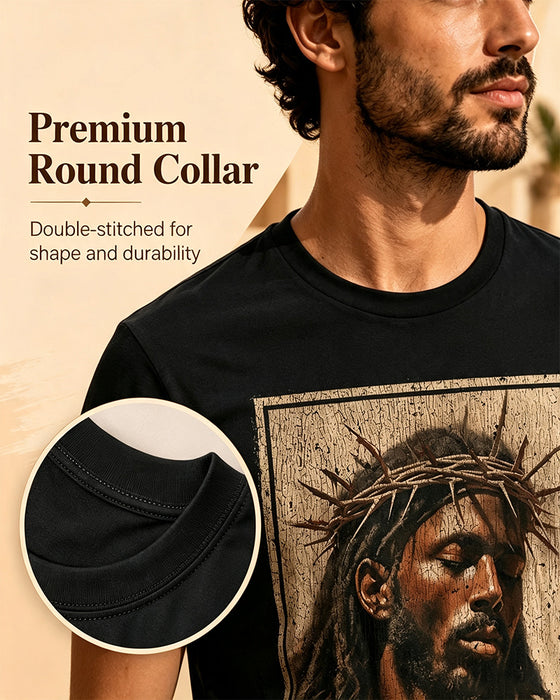 T-Shirt Męski Vintage Czarny Nadruk