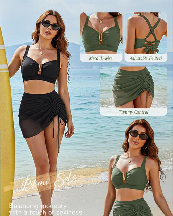 Bikini Wakacyjny Jednokolorowy Ze Sznurowaniem