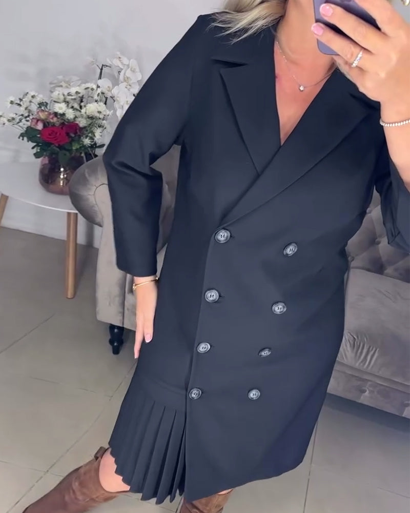 Sukienka elegancka jednokolorowa dwurzędowa