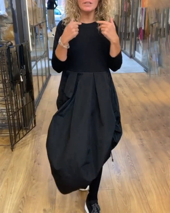 Patchworkowa sukienka na co dzień ze sznurkiem