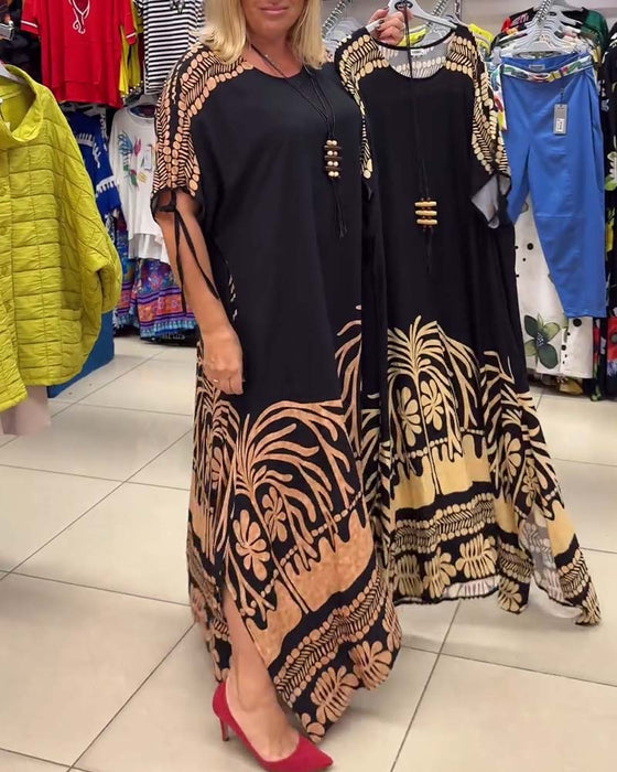 Sukienka z okrągłym dekoltem i krótkim rękawem