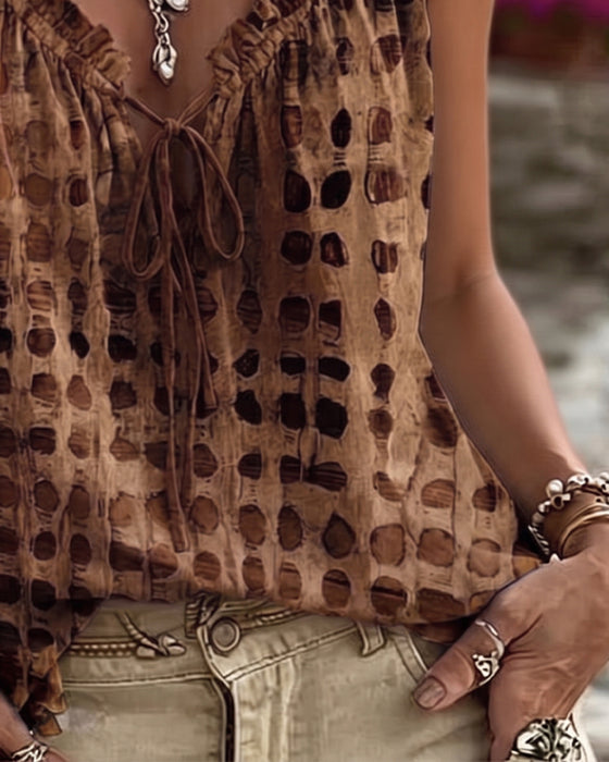 Tank Tops Polka Dot Nadruk Falbana