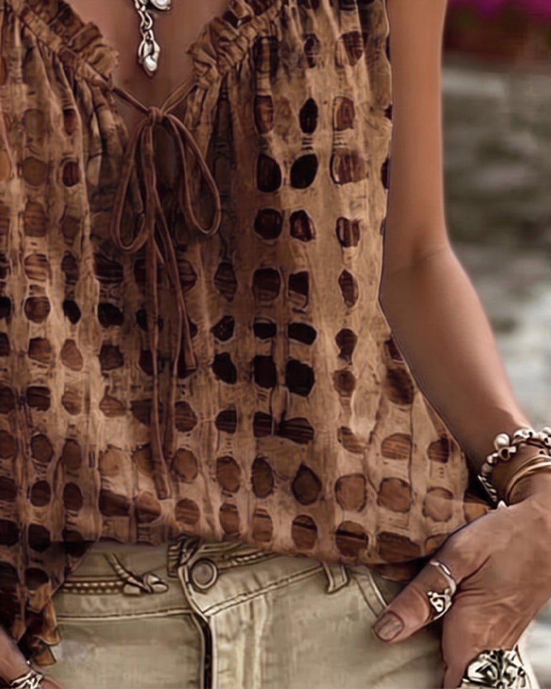Tank Tops Polka Dot Nadruk Falbana