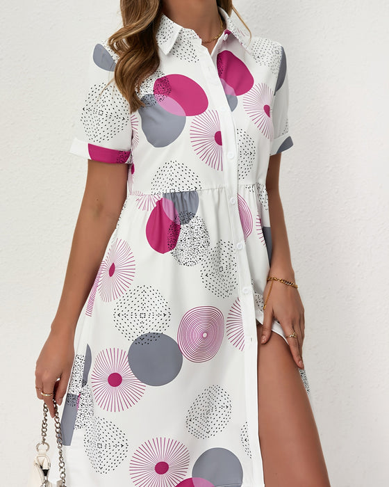 Sukienka Polka Dot Nadruk Koszula