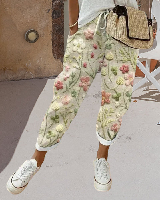 Spodnie z kieszeniami i nadrukiem