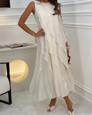 Sukienka Bez Rękawów Ruffle Elegancki