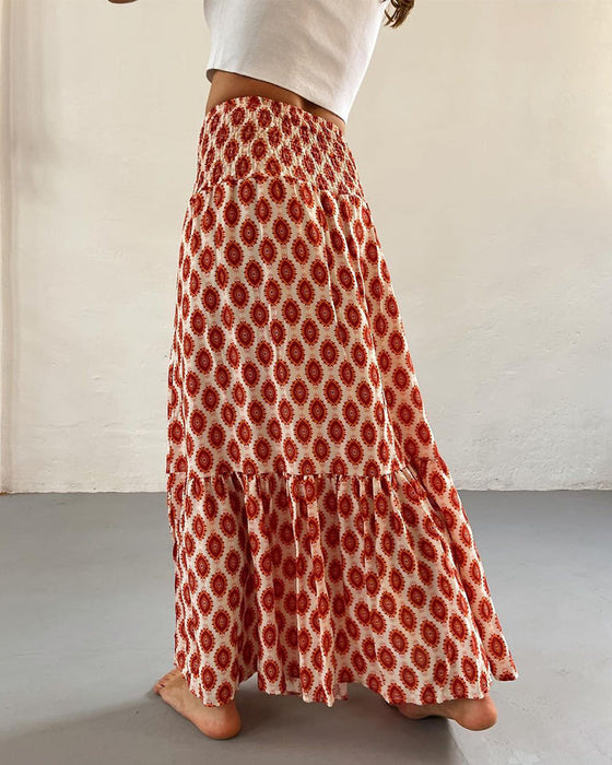 Plisowana elegancka spódnica z nadrukiem