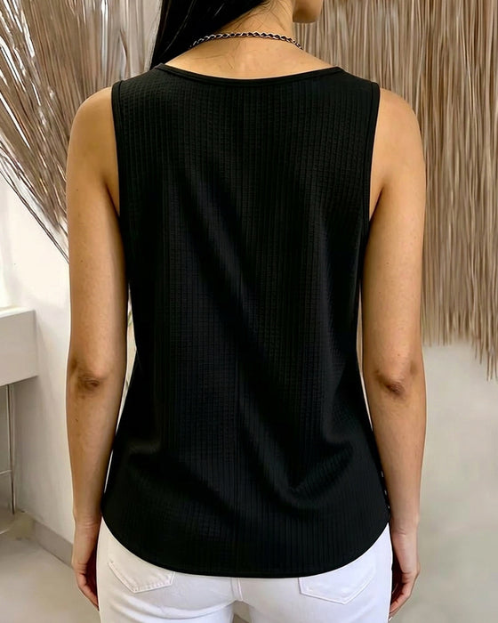 Tank Top Koronka V-Szyja Żebrowany