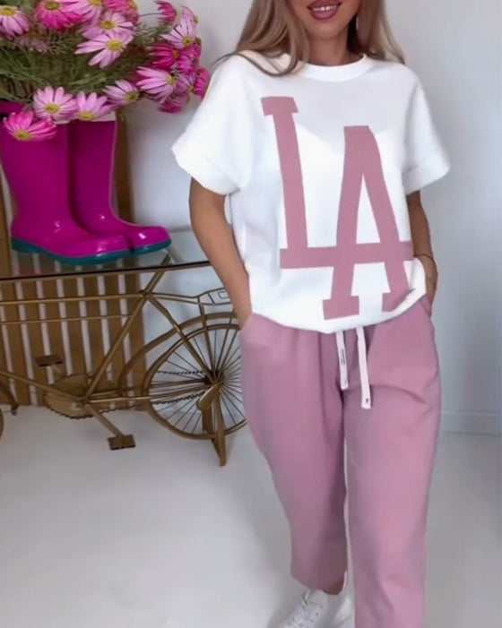 Ustaw Casual Letter Print Sports