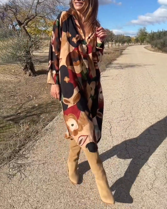 Sukienka z długim rękawem i nadrukiem