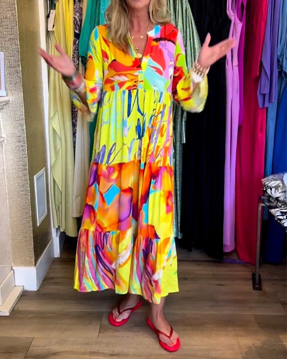 Rozkloszowana sukienka z nadrukiem