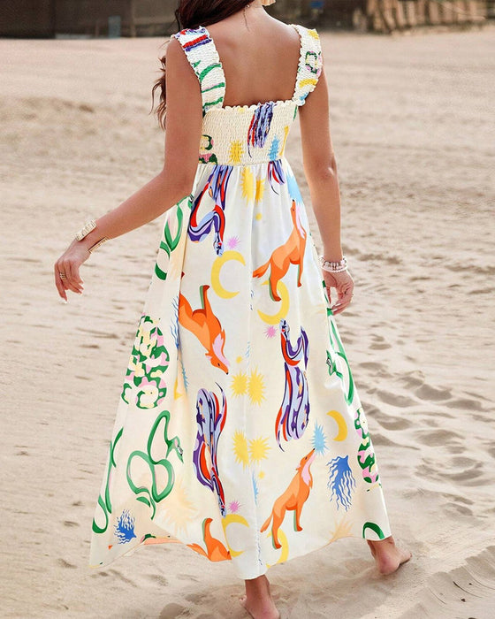 Sukienka bez rękawów w kolorowy zwierzęcy print