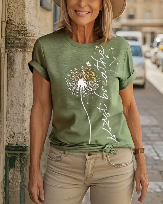 T - Shirt Z Drukiem Dmuchawca Kratki Rękaw