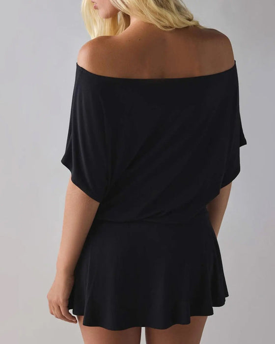 Sukienka Off-Shoulder Luźny Nietoperz