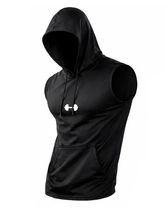 Tank Top Bluza Z Kapturem Bez Rękawów Sznurek