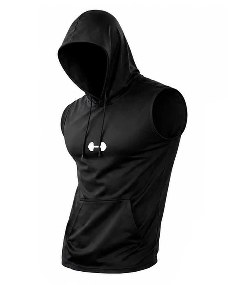 Tank Top Bluza Z Kapturem Bez Rękawów Sznurek
