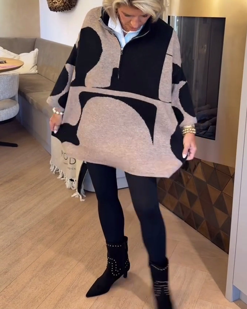 Sweter Z Półzamkiem I Modnym Stójkowym Kołnierzem