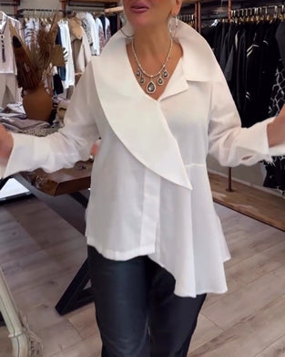 Koszula Nieregularny Kołnierzyk Jednolita