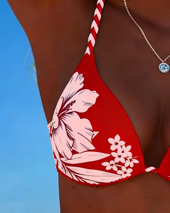 Bikini Prosty Seksowny Halter Dekolt
