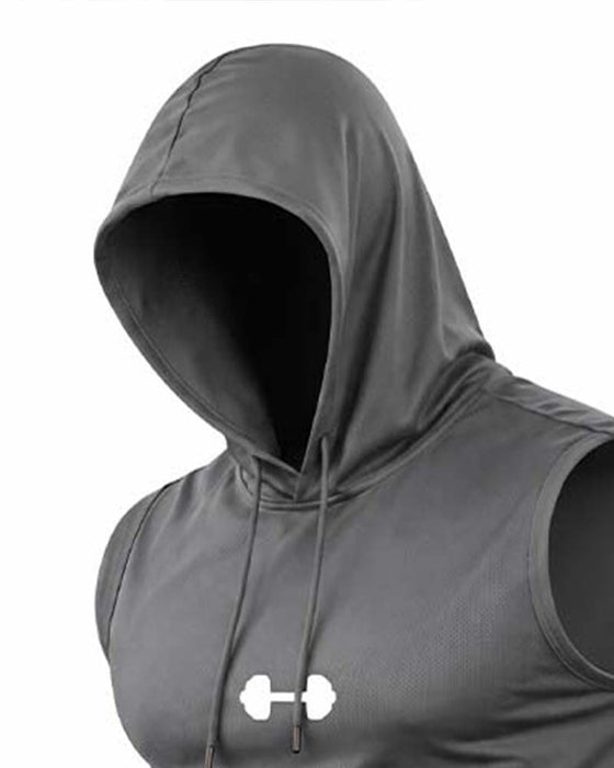 Tank Top Bluza Z Kapturem Bez Rękawów Sznurek