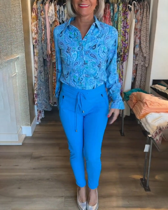 Wakacyjna koszula z długim rękawem i nadrukiem