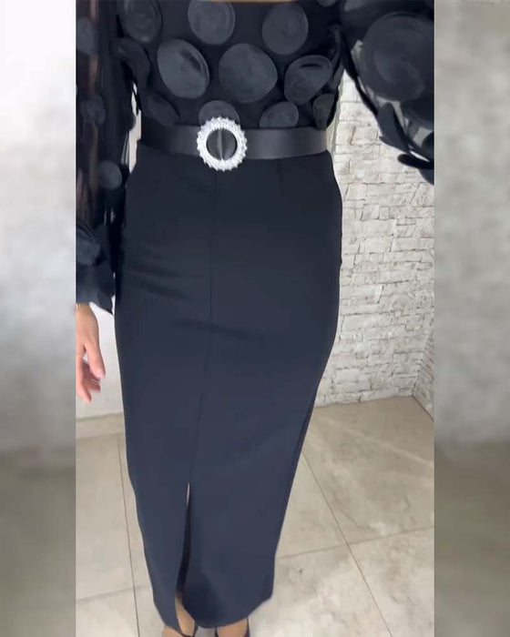 Dopasowana Sukienka W Stylu Francuskim Z Bufiastymi Rękawami