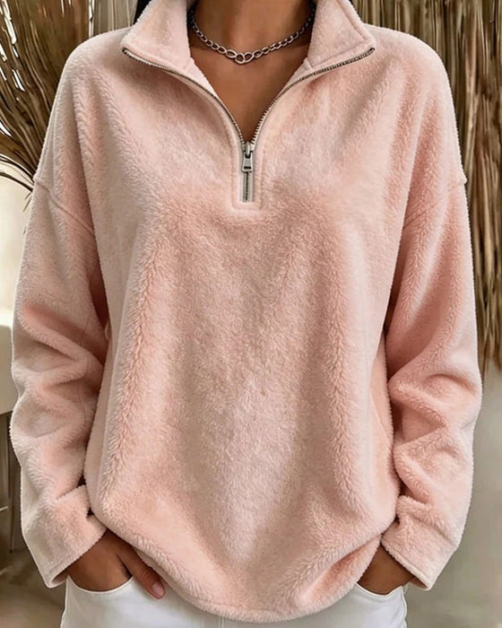 Sweatshirt Zamek Błyskawiczny Mały Stojący Kołnierz Pullover