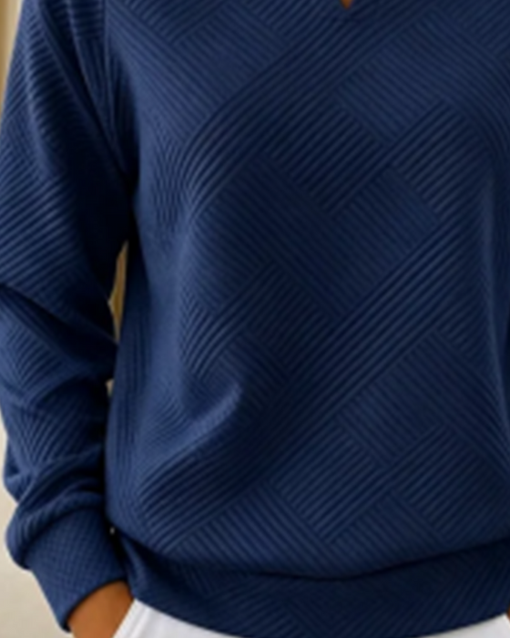 Bluza Dekolt W Serek W Paski Raglan Jednokolorowy